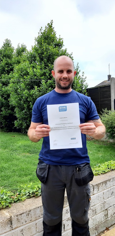 Filtermist Install Engineer Andy adds P604 certificate to his CV
